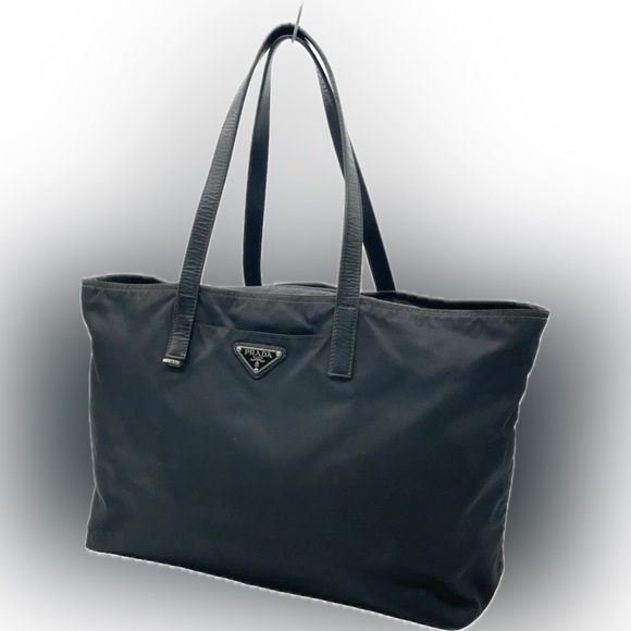 Prada Logo Tessuto Black Nylon and Leather Tote - Picture 2 of 15